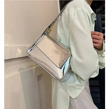 Y2k Sparkly Silver Evening Bag Clutch Handbag for Women