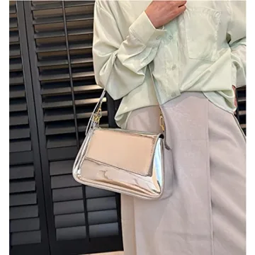 Y2k Sparkly Silver Evening Bag Clutch Handbag for Women