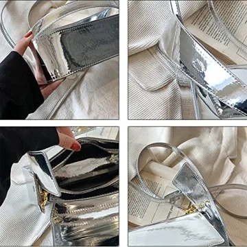 Y2k Sparkly Silver Evening Bag Clutch Handbag for Women