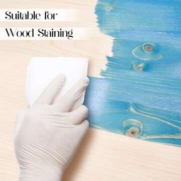 Ziliny 24 Set Wood Stain Applicators and Disposable Latex Gloves Microfiber Stain Sponge Pads for Wood Stain and Oil Based Finishes (White)