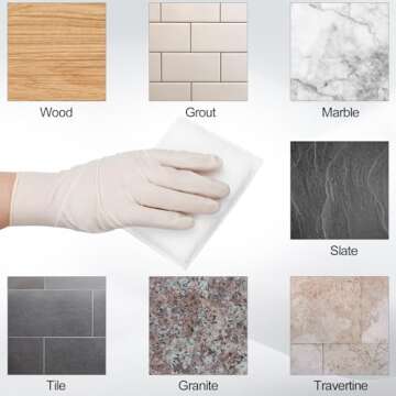 Ziliny 24 Set Wood Stain Applicators and Disposable Latex Gloves Microfiber Stain Sponge Pads for Wood Stain and Oil Based Finishes (White)