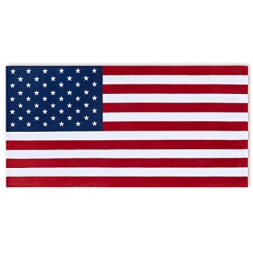 American Flag Beach Towel Cotton Velour Terry 30x60 Inch