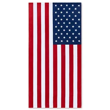 American Flag Beach Towel Cotton Velour Terry 30x60 Inch
