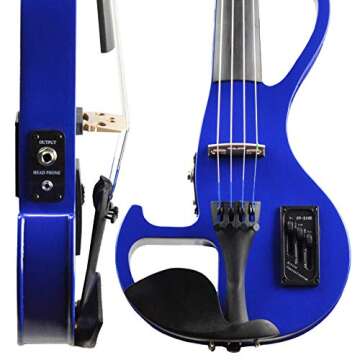 Electric Violin Bunnel Edge Outfit 4/4 Full Size (BLUE) — With Carrying Case and Accessories - Mini Amp - Headphone Jack - Piezo Ceramic Pick-Up from Kennedy Violins