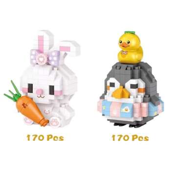 Pinkiwine 4 Pack Easter Building Block Toys for Kids Boys Girls Teens Easter Basket Stuffers Gifts