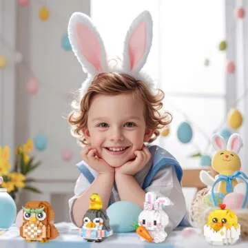 Pinkiwine 4-Pack Easter Building Block Toys for Kids