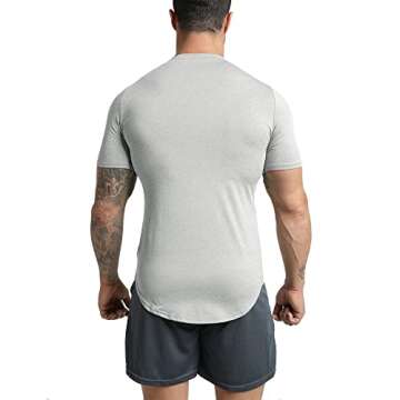 GYM REVOLUTION Men's 5 Pack Workout Gym Hipster Curved Hem Muscle Fitness Hip Hop T Shirts Black White Blue Green Grey M