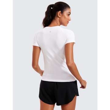 CRZ YOGA Seamless Workout Tops for Women - Breathable Gym Tees