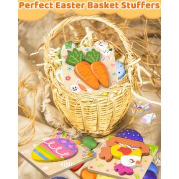 4 Pack Easter Wooden Puzzles for Toddlers - Perfect Gifts & Fun!