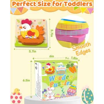 Cute 4 Pack Easter Wooden Puzzles for Toddlers