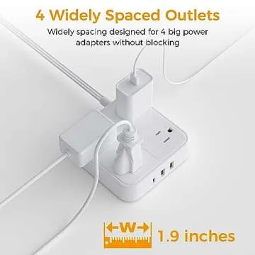 TESSAN Surge Protector Power Strip 15 Feet with USB Ports