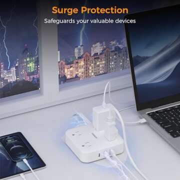 TESSAN Surge Protector Power Strip 15 Feet with USB Ports