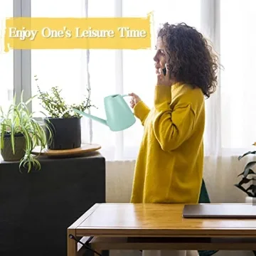 Qilebi Green Watering Can 1.8L for Plants Indoor Outdoor