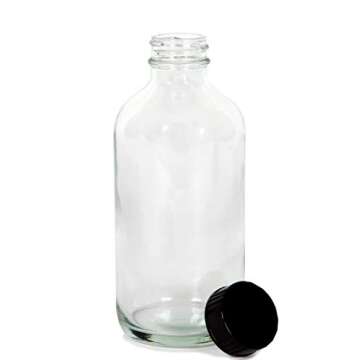 Vivaplex, 12, Clear, 8 oz Glass Bottles, with Lids