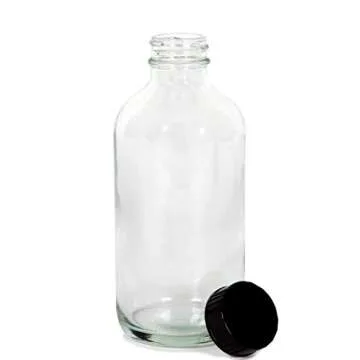 Vivaplex 12 Clear Glass Bottles with Black Lids for Extracts