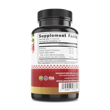 Ancient Bliss Berberine HCL 1200mg with Ceylon Cinnamon