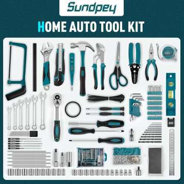 Sundpey 379-PCs Home Tool Kit - Portable Complete Household and Auto Repair Tool Set - Hand General Basic Tool Box Storage Case with Drawer - Full Basic Toolkit for Handyman & Diyer & Homeowner
