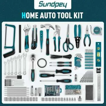Sundpey 379-PCs Home Tool Kit - Portable Complete Household and Auto Repair Tool Set - Hand General Basic Tool Box Storage Case with Drawer - Full Basic Toolkit for Handyman & Diyer & Homeowner
