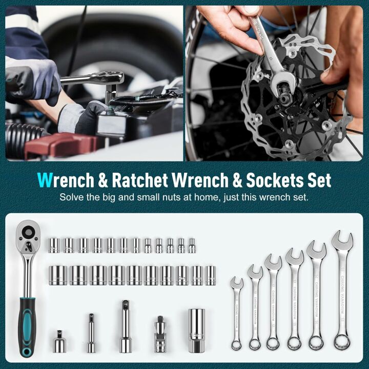 Sundpey 379-PCs Home Tool Kit - Portable Complete Household and Auto Repair Tool Set - Hand General Basic Tool Box Storage Case with Drawer - Full Basic Toolkit for Handyman & Diyer & Homeowner