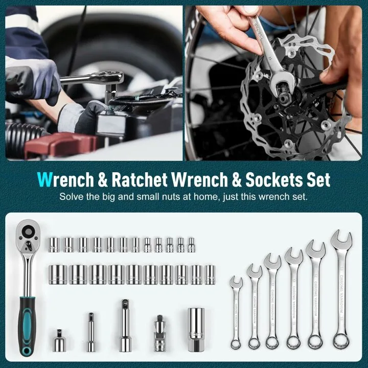 Sundpey 379-PCs Home Tool Kit - Portable Complete Household and Auto Repair Tool Set - Hand General Basic Tool Box Storage Case with Drawer - Full Basic Toolkit for Handyman & Diyer & Homeowner