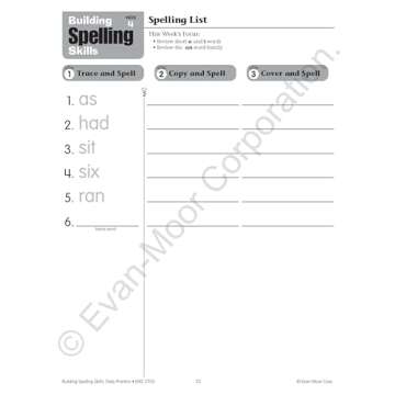 Evan-Moor Building Spelling Skills, Grade 1 - Homeschooling & Classroom Resource Workbook, Reproducible Worksheets, Teaching Edition, Spelling Strategies, Reading and Writing Skills