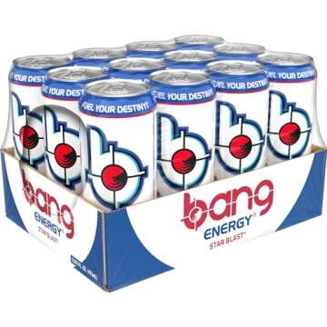 Bang Energy Star Blast, Sugar-Free Energy Drink, 16 Ounce (Pack of 12)