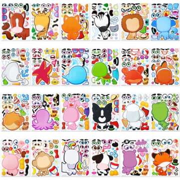 JOYIN 24PCS Animal Theme Party Stickers - Mix & Match Fun for Kids Crafts & Activities!
