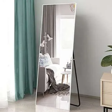 Trvone Full Length Mirror Aluminum Alloy Thin Frame Wall-Mounted Mirror Hanging or Leaning Against W...