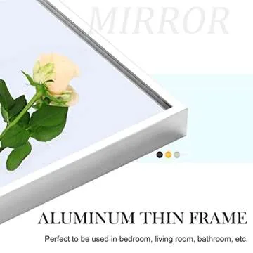 Trvone Full Length Mirror Aluminum Alloy Thin Frame Wall-Mounted Mirror Hanging or Leaning Against Wall Bedroom Mirror Floor Mirror, Full Body Mirror, White, 65"x22" (TR-JJ01035AAG-JP006)