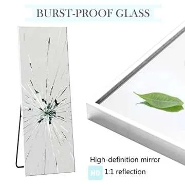 Trvone Full Length Mirror Aluminum Alloy Thin Frame Wall-Mounted Mirror Hanging or Leaning Against Wall Bedroom Mirror Floor Mirror, Full Body Mirror, White, 65"x22" (TR-JJ01035AAG-JP006)