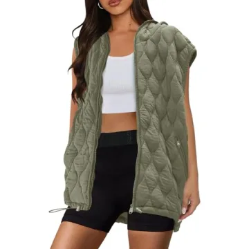 Stylish Women's Oversized Puffer Vest with Hoodie