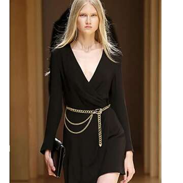 Suyi Chain Belt for Women Girls Gold Metal Waist Chain Multilayer Chunky Chain Belts for Dress 110CM...
