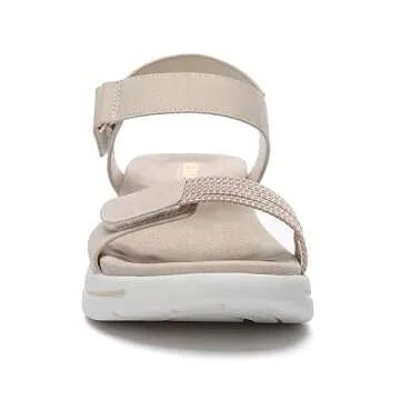 Bernal Women's Fashion Walking Sandals Comfortable Breathable Sandals Adjustable Athletic Sport Shoes for Outdoors(Beige1 5)