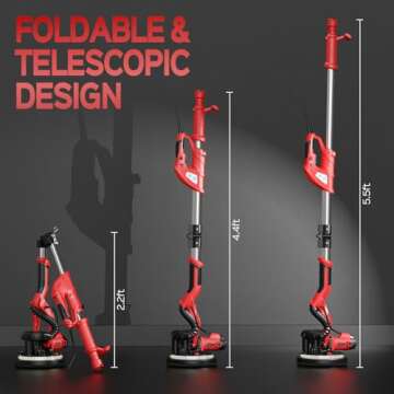 Drywall Sander with Vacuum Dust Collector, IMQUALI® 6.8A 750W Sander Tool with 7 Variable Speed 800...