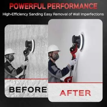 Drywall Sander with Vacuum Dust Collector, IMQUALI® 6.8A 750W Sander Tool with 7 Variable Speed 800-1750RPM, Popcorn Ceiling Removal Tool, Extendable Handle, LED Light,12pcs Sanding Discs, Red, I01R