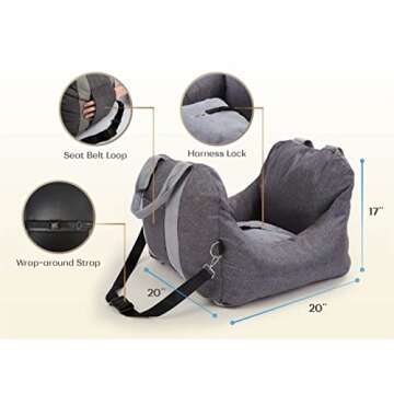 PET AWESOME Dog Car Seat, Puppy Booster Seat, Travel Carrier Bed for Small and Medium Pets