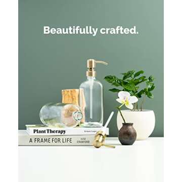 Vine Creations Clear Glass Soap Dispenser 2 Pack, Thick 16oz Bottles Rustproof Stainless Steel Pump,...