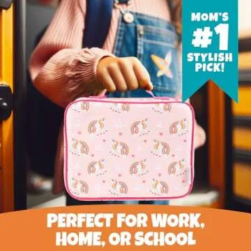 Bentology Lunch Box for Girls- Kids Insulated, Durable Unicorn Lunchbox Tote Bag Fits Bento Boxes, Jars & Bottles- Reusable School Lunch Sleeve Keeps Food Hotter or Colder Longer- Back To School