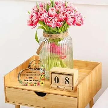 Perthlin Teacher Valentine Gifts for Women Teacher Thank You Gifts Best Teacher Appreciation Gifts from Student Teacher Retirement Gifts Teacher Office Desk Paperweight Keepsake(Heart Flowers)