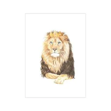 WillowHope King and Queen Lion, Cub, Lioness Nursery Colour Pencil Art Prints - Boys or Girl Bedroom (King In Training - 11 x 14)
