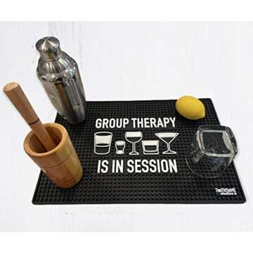 Group Therapy is In Session 17.7" x 11.8" Funny Bar Spill Mat Rail Countertop Accessory Home Pub Dec...