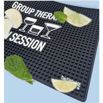 Group Therapy is In Session 17.7" x 11.8" Funny Bar Spill Mat Rail Countertop Accessory Home Pub Decor Slip Resistant Durable Thick Bar Covering for Craft Brewery Kitchen Cafe and Restaurant Accessory