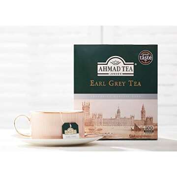 Ahmad Tea Black Tea, Earl Grey Aromatic Teabags, 100 ct - Caffeinated & Sugar-Free, Packaging May Va...