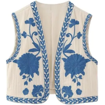 Meihuida Women Embroidered Vest Top - Y2k Vintage Floral Boho Waistcoat