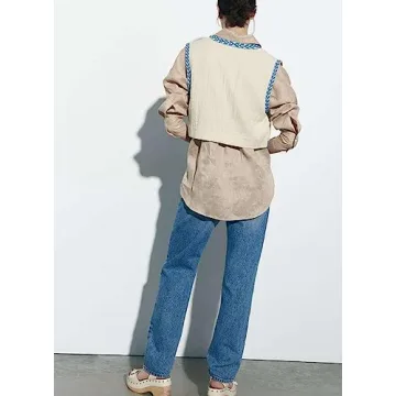 Embroidered Vest Top for Women - Vintage Floral Style