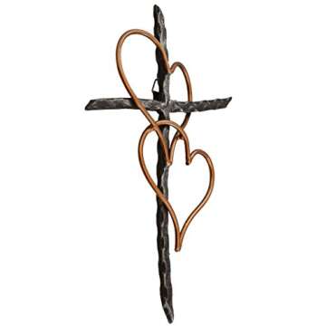 Old River Outdoors Entwined Hearts Metal Decorative Wall Cross - Love Symbol