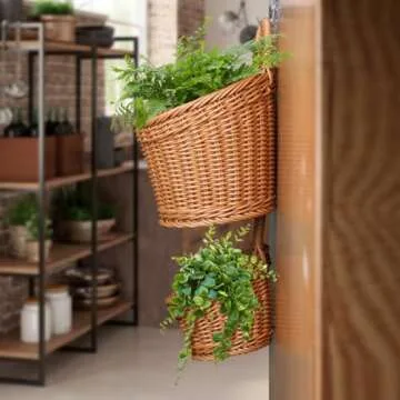 Ciieeo 2pcs Wall Hanging Fruit Baskets for Kitchen Woven Produce Holder Boho Vegetable Hanging Baskets Pantry Storage Baskets for Potato Garlic Onion