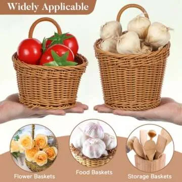 Ciieeo 2pcs Wall Hanging Fruit Baskets for Kitchen Woven Produce Holder Boho Vegetable Hanging Baskets Pantry Storage Baskets for Potato Garlic Onion