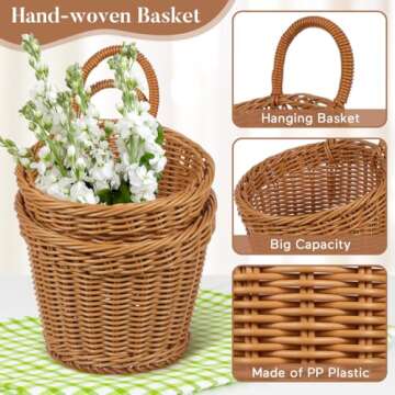 Ciieeo 2pcs Wall Hanging Fruit Baskets for Kitchen Woven Produce Holder Boho Vegetable Hanging Baskets Pantry Storage Baskets for Potato Garlic Onion