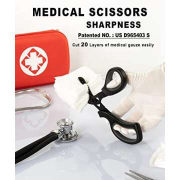 MEUUT 3 Pack Medical Scissors and penlights for Nurses with Four Batteries-One 8" Patented Trauma Scissor Bandage Scissor Two LED Pen lights for Nurse Doctor EMT First Aid